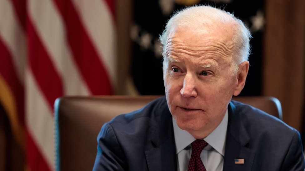 President Joe Biden speaks to reporters before the start of a cabinet meeting in the Cabinet Room of the White House on March 03, 2022 in Washington, DC