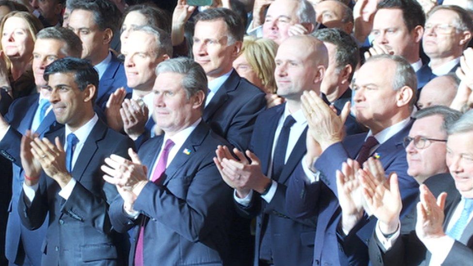 President Zelensky was applauded throughout his speech by an audience which included Rishi Sunak, Labour leader Keir Starmer, SNP Westminster leader Stephen Flynn and the Lib Dem's Ed Davey