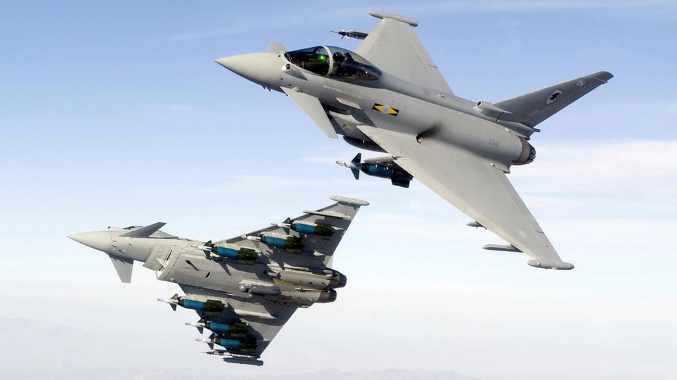 Two Typhoon fighters jets