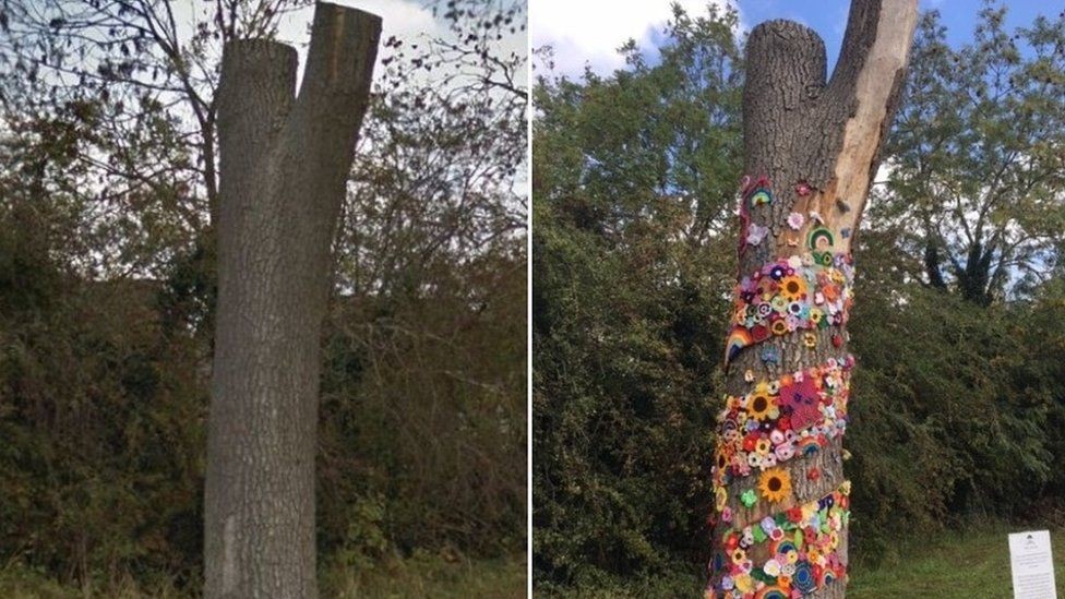 Tree of Hope, before and after