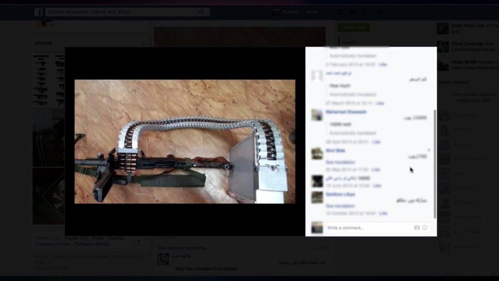 An example of a weapon for sale on Facebook