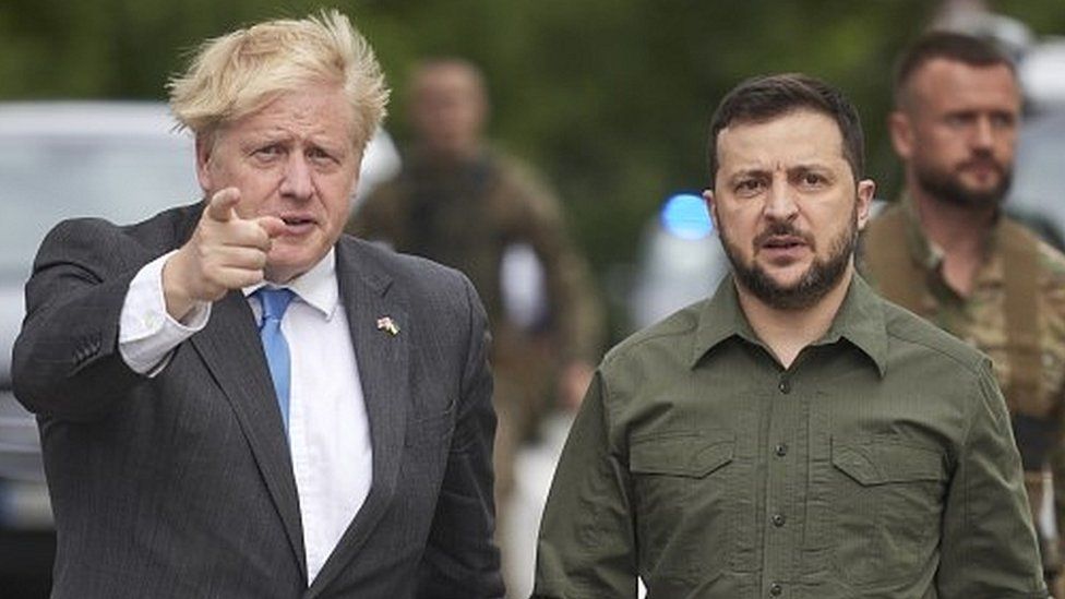 Boris Johnson and Boris Johnson and Volodymyr Zelensky Zelensky