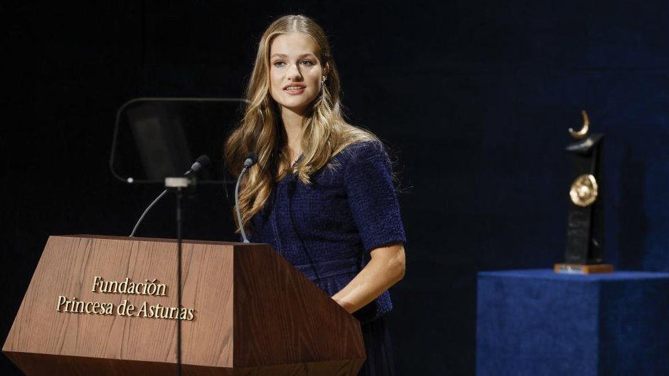 Princess Leonor of Spain delivers a speech during the 2023 Princess of Asturias Awards ceremony at Teatro Campoamor in Oviedo, northern Spain, 20 October 2023.