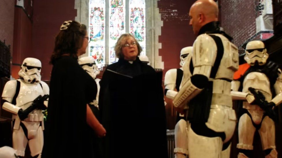 Star Wars-themed wedding in church