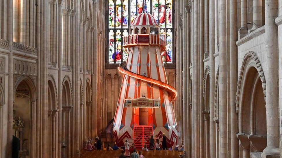 The helter skelter in Norwich Cathedral