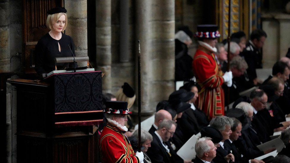 Liz Truss delivers a reading at the Queen's funeral