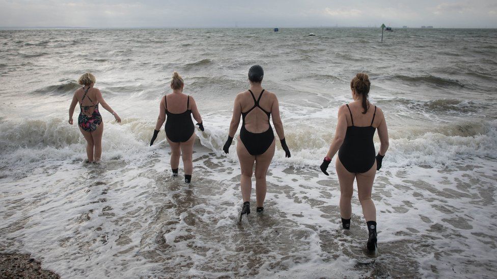 Women swimming in the sea