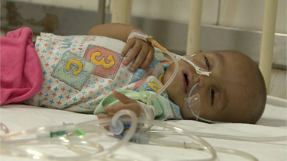 Child being treated at a Pakistan hospital - September 2015