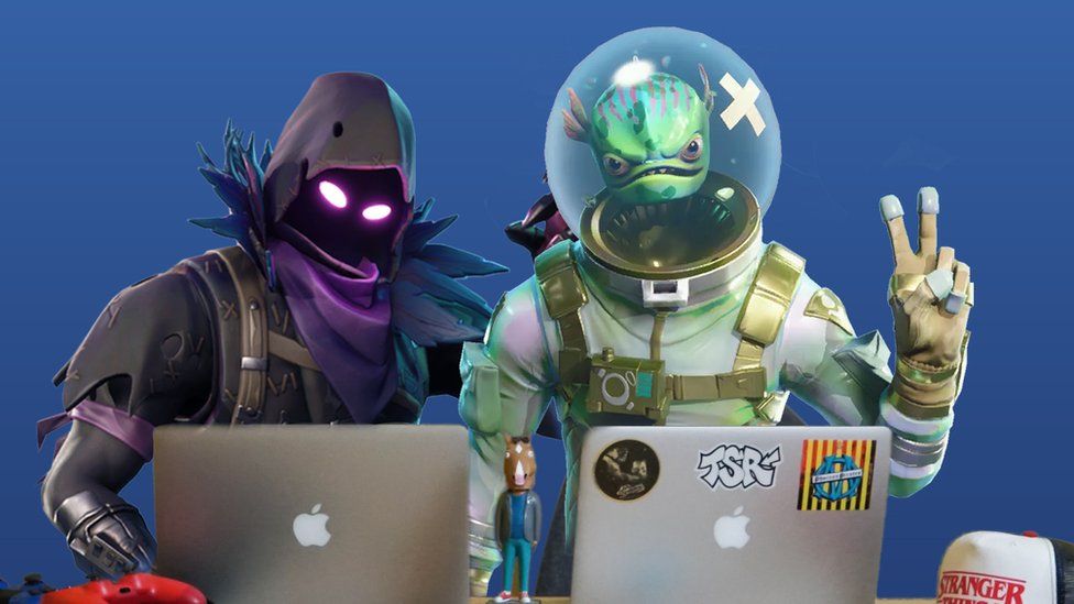 Fortnite characters on laptops