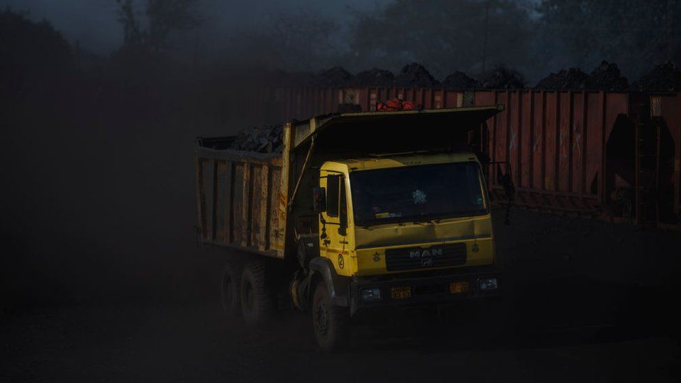 A truck loded with coal at the Jharia coal field. According to the World Economic Forum, in 2020, India was home to six out of 10 of the world's most polluted cities.