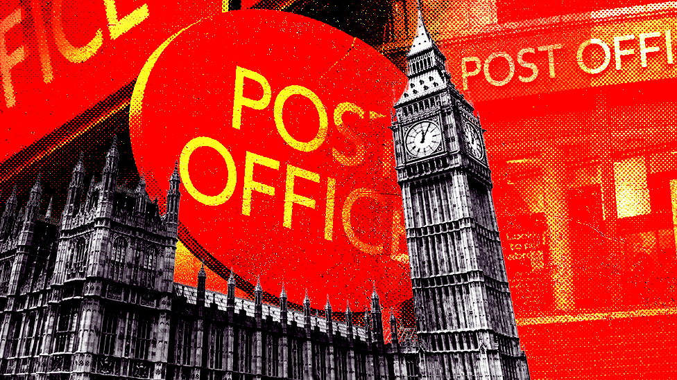 Graphic showing the Post Office logo and Westminster