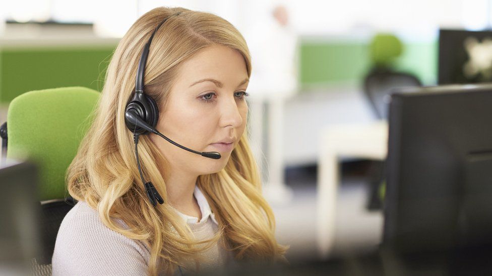 Stock image of call centre worker