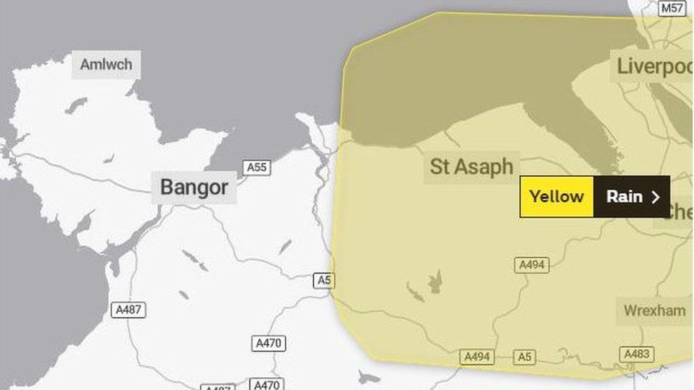 Map of weather warning