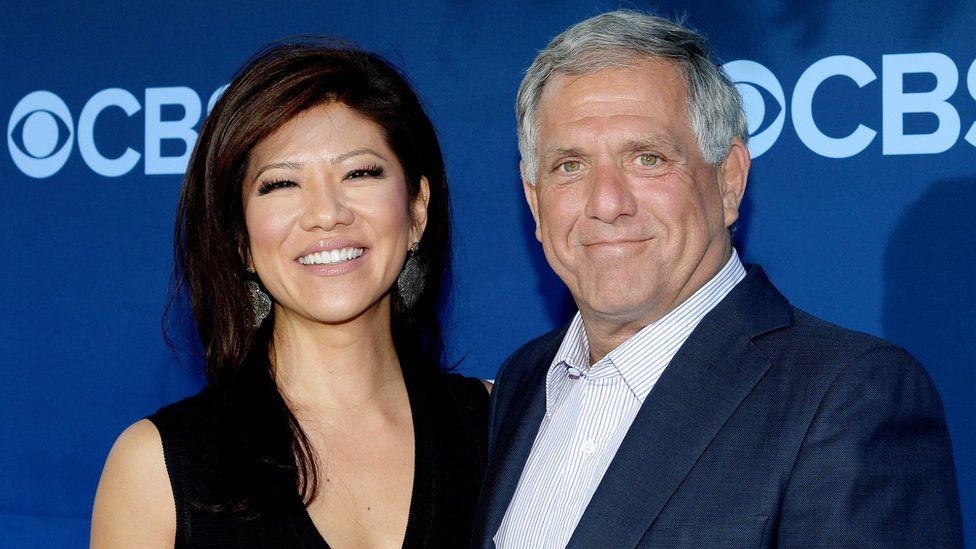 Les Moonves (R) and his wife Julie Chen