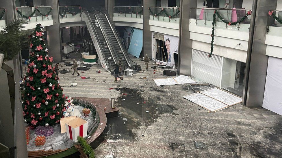 The aftermath of protests at a mall in Kazakhstan
