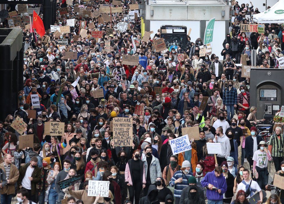 Thousands walk through the streets of Bristol