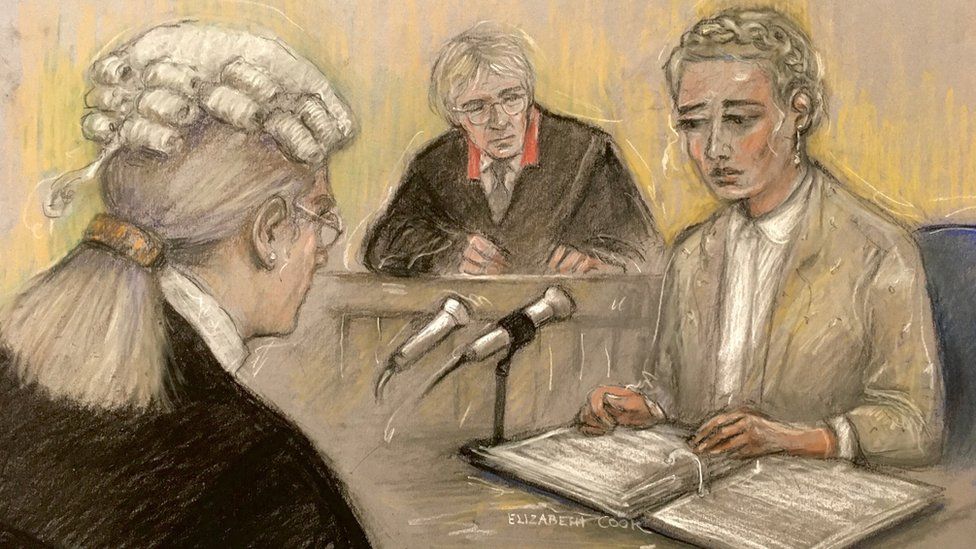 Amber Heard being cross examined in court by Johnny Depp's lawyer