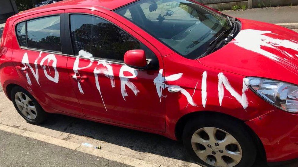 Vandalised car