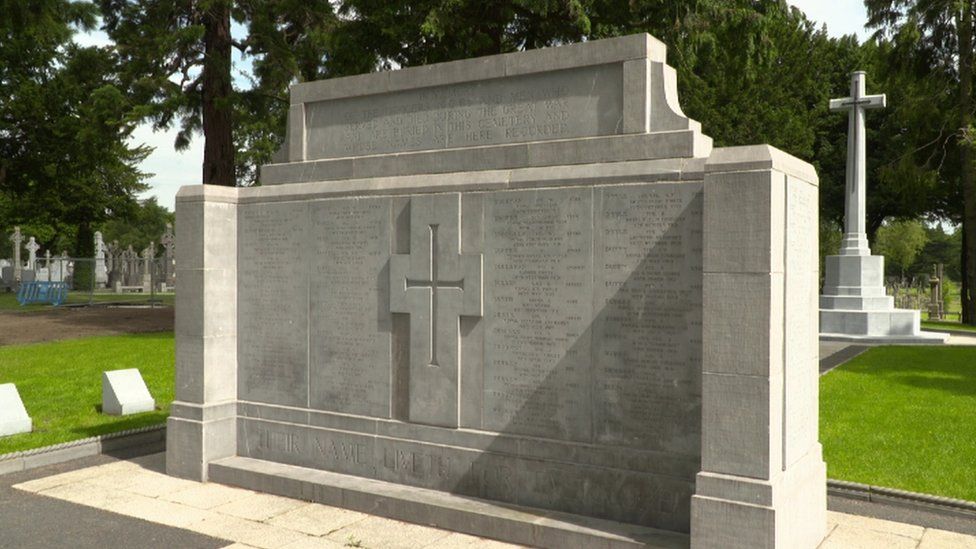 A memorial at Glasnevin Cemetery to the soldiers who died in World War One