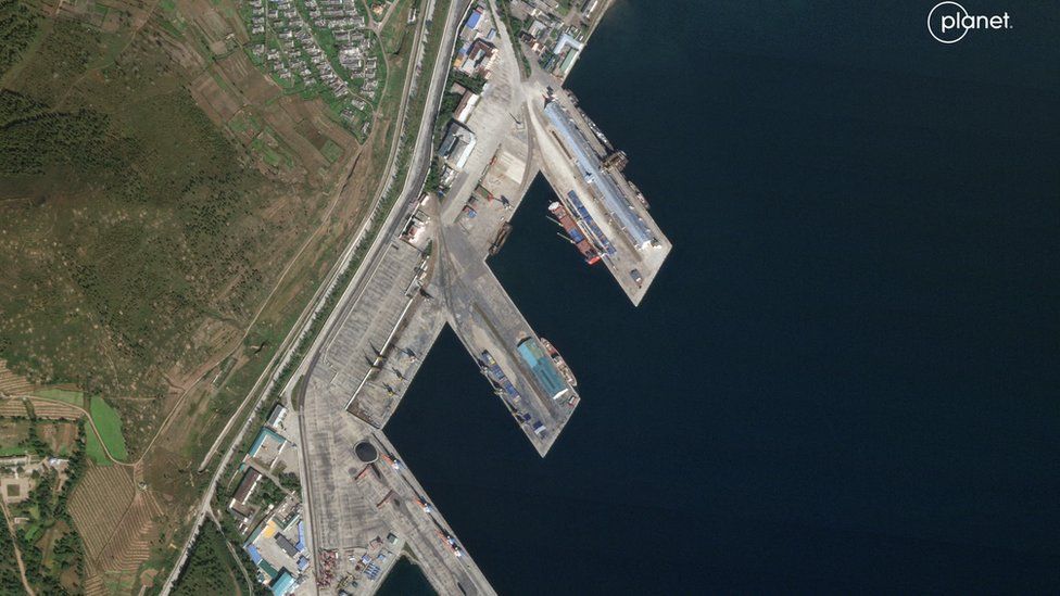 A satellite image shows a North Korean port in Rason on 27 October