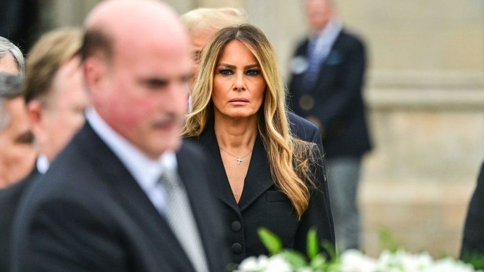 Melania Trump leaves the funeral service for her mother, Amalija Knavs
