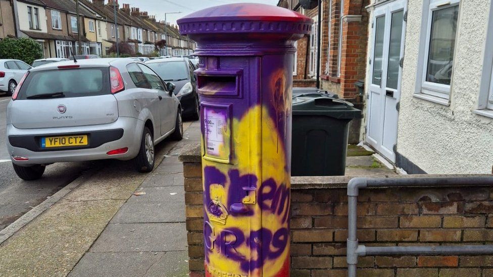 St. Vincent's Road was seen with a Cadbury's creme egg-themed postbox