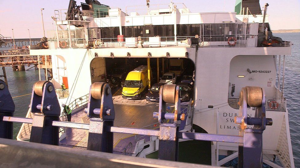 Van on ferry at Holyhead