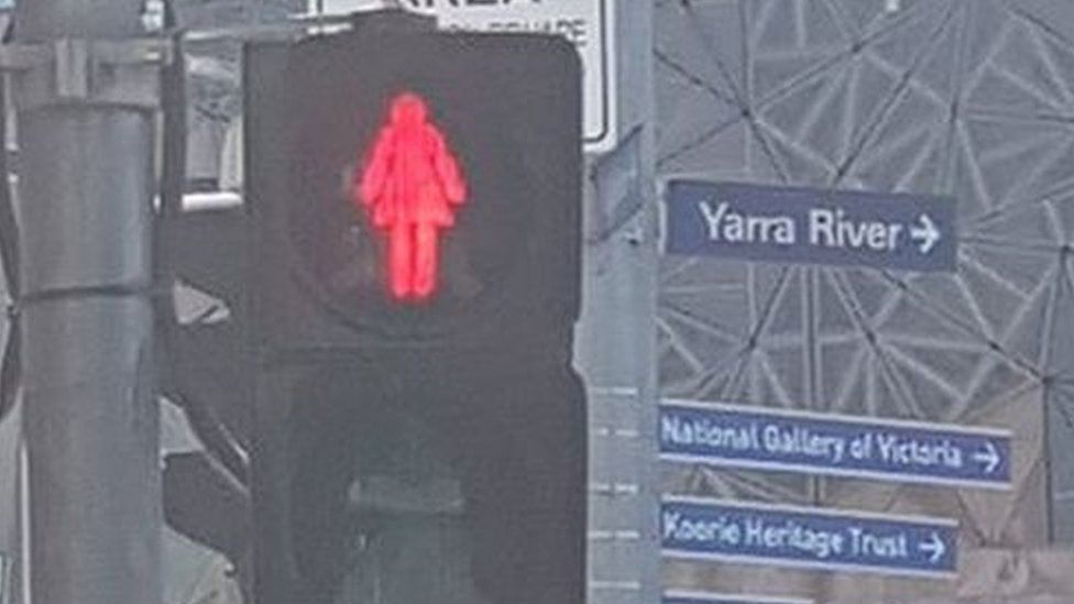 The new pedestrian signals were installed on Tuesday