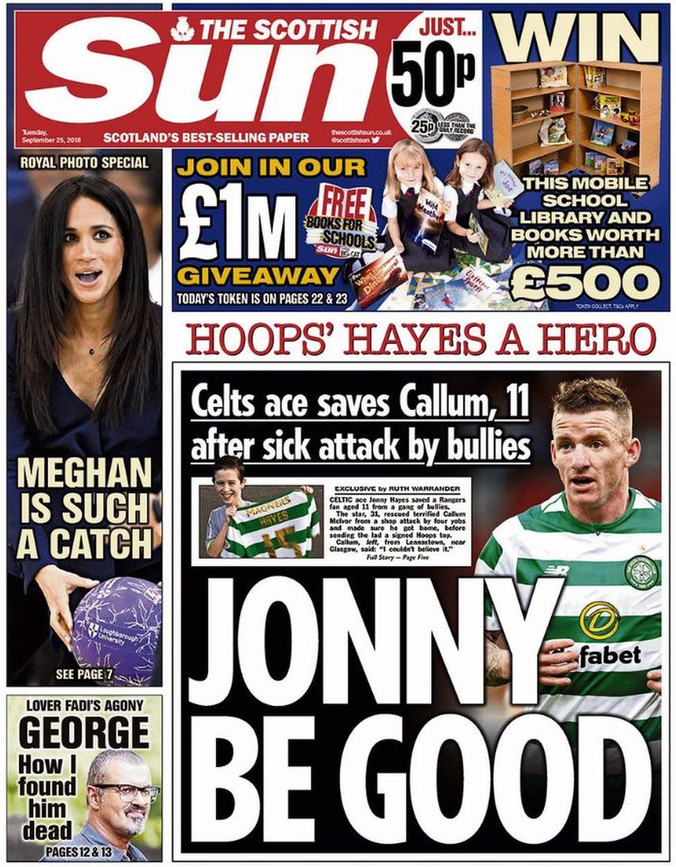 Scotland's papers: Celtic star saves young Rangers fan - BBC News