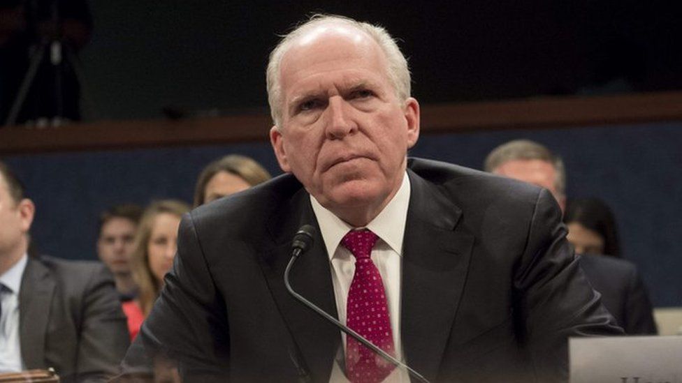 Former CIA Director John Brennan testifies during a House Permanent Select Committee on Intelligence hearing about Russian actions during the 2016 election on Capitol Hill in Washington, DC