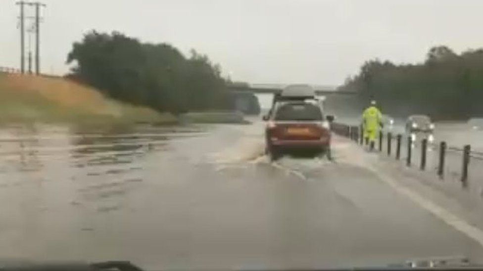 Flooding on A74