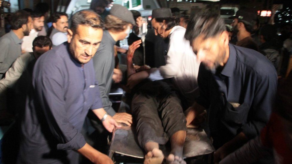 At least 8 police officers killed dozens injured in a blast at a police station in Swat, Pakistan