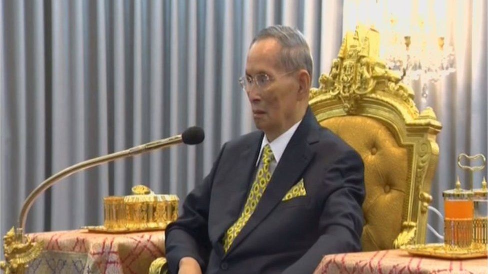 Thailand's King Bhumibol Adulyadej is seen attending a ceremony in Bangkok, Thailand 14 December 2015 in this still image taken from Thai TV Pool video.