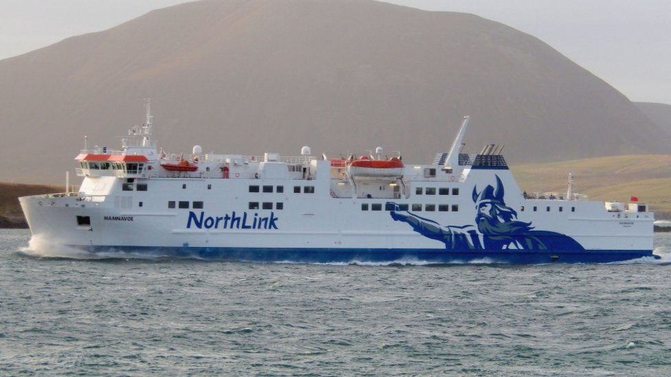 The ferry Hamnavoe which runs between Scrabster and Stromness