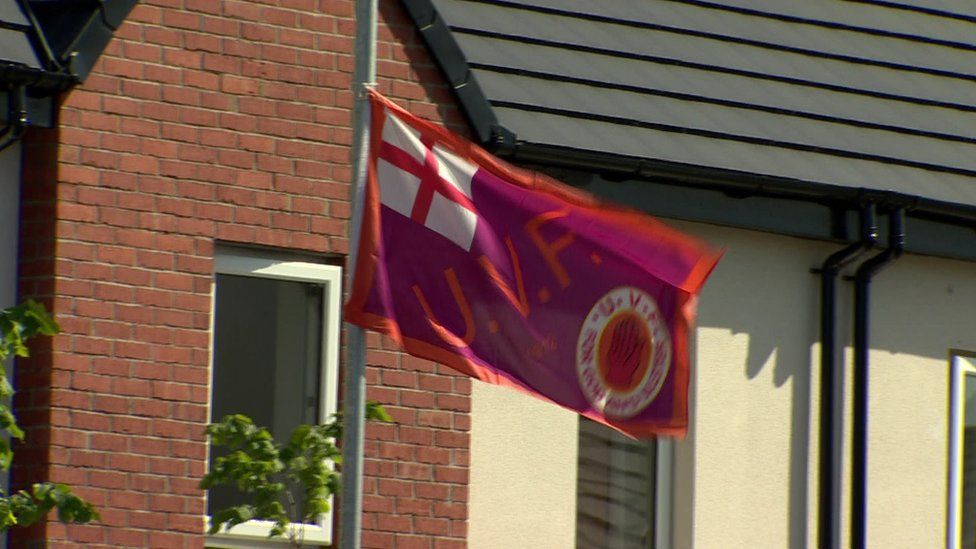 A UVF flag flying on Cantrell Close