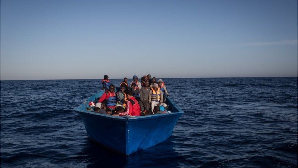 Migrants on a boat