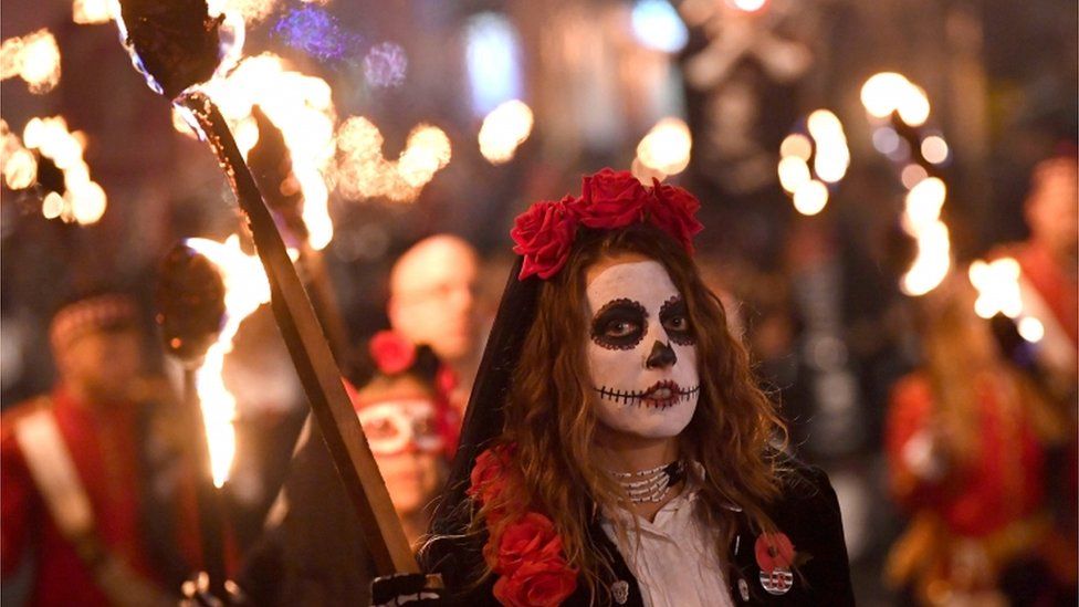 Girl in Lewes bonfire parade