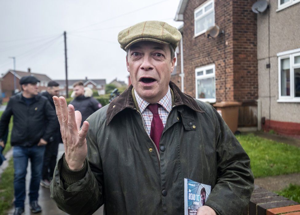 Nigel Farage on the campaign trail in Hartlepool, County Durham