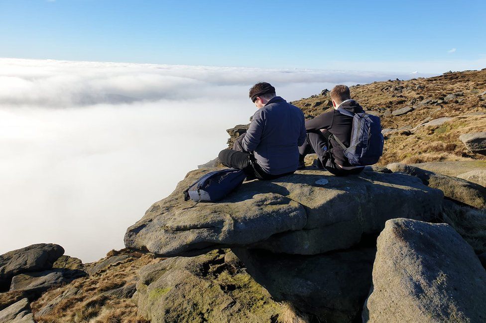 Murtaza Sattar with a cloud inversion at Kinder Scout
