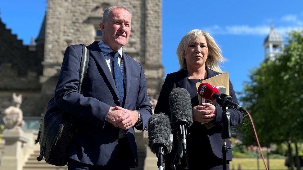 Conor Murphy and Michelle O'Neill astatine  Stormont Castle