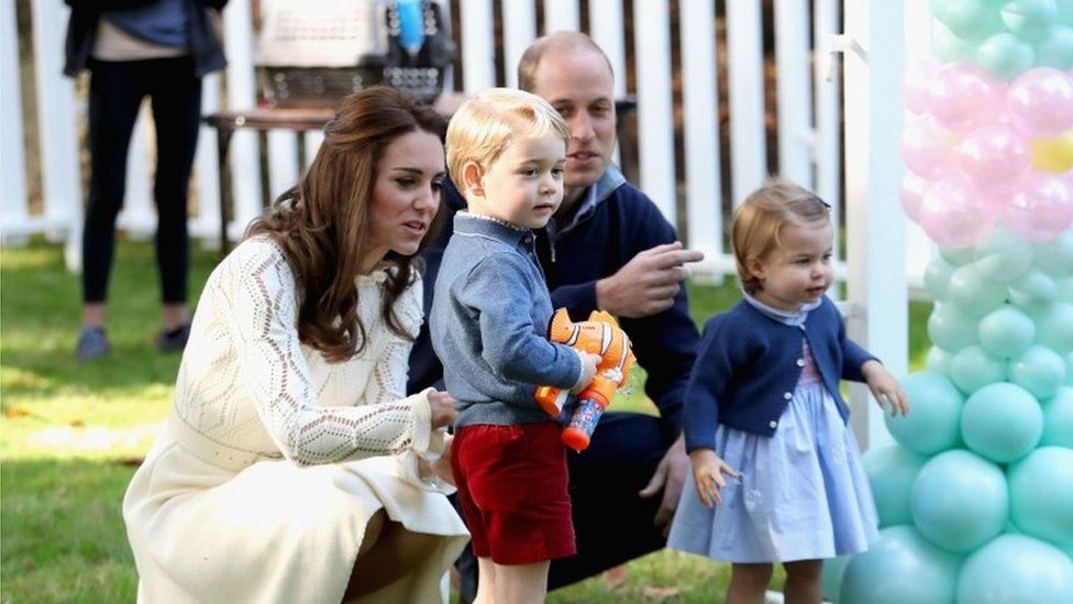 Duke and Duchess of Cambridge, and Prince George and Princess Charlotte at children's party in Canada