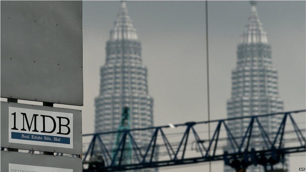 The 1 Malaysia Development Berhad (1MDB) logo is seen on a billboard at the funds flagship Tun Razak Exchange under-development site in Kuala Lumpur on 3 July 2015