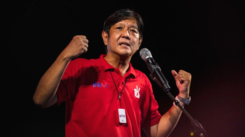 Ferdinand "Bongbong" Marcos Jr., the son of the late dictator Ferdinand Marcos, speaks during a rally