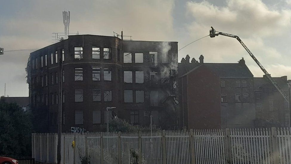 Belfast fire Man arrested after derelict building blaze BBC News