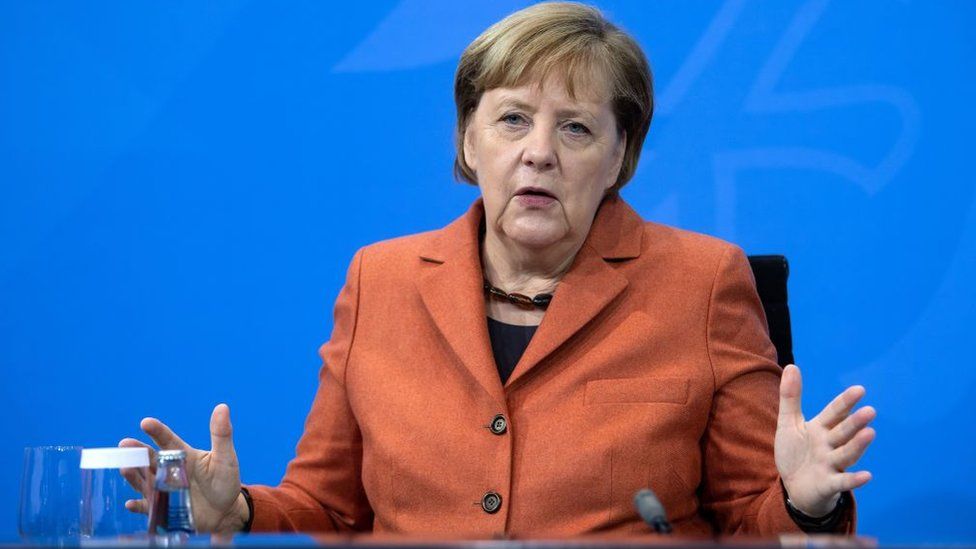 German Chancellor Angela Merkel announcing national lockdown on 13 December