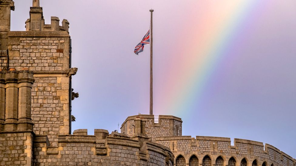 The union flag flies at half mast at Windsor Castle