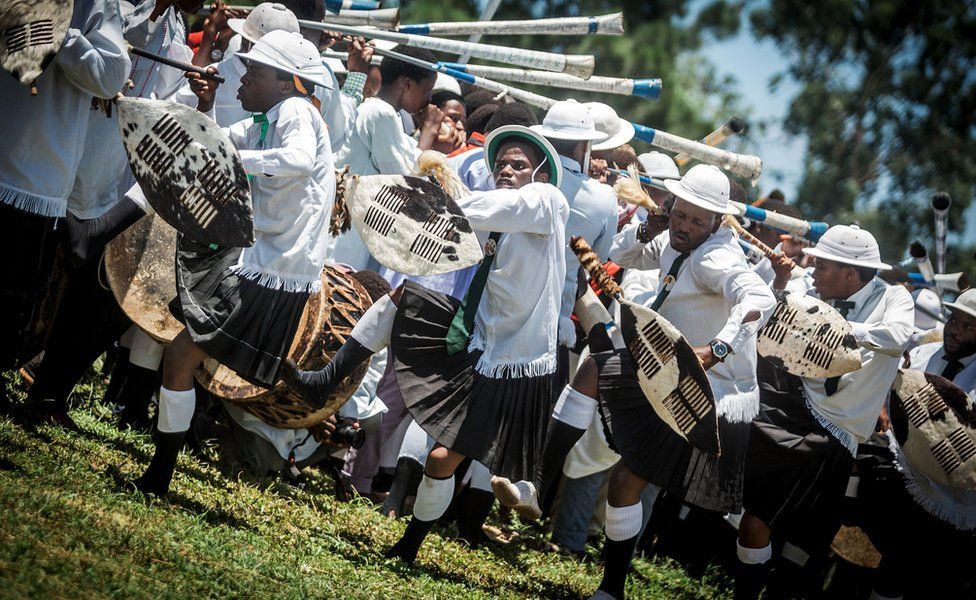 Shembe followers take part in a cleansing ceremony in a Durban township, South Africa - Sunday 31 December 2017