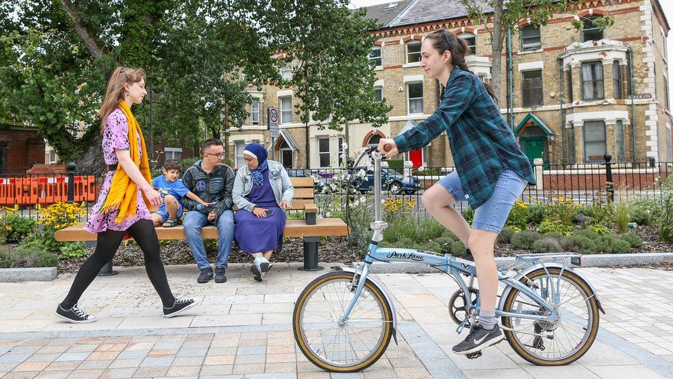 Woman riding a bicycle