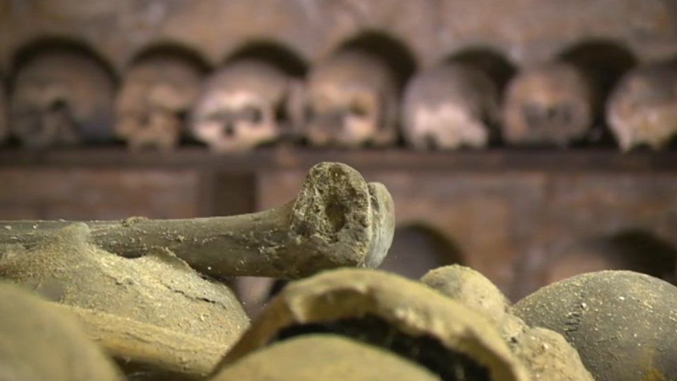 Bones in crypt