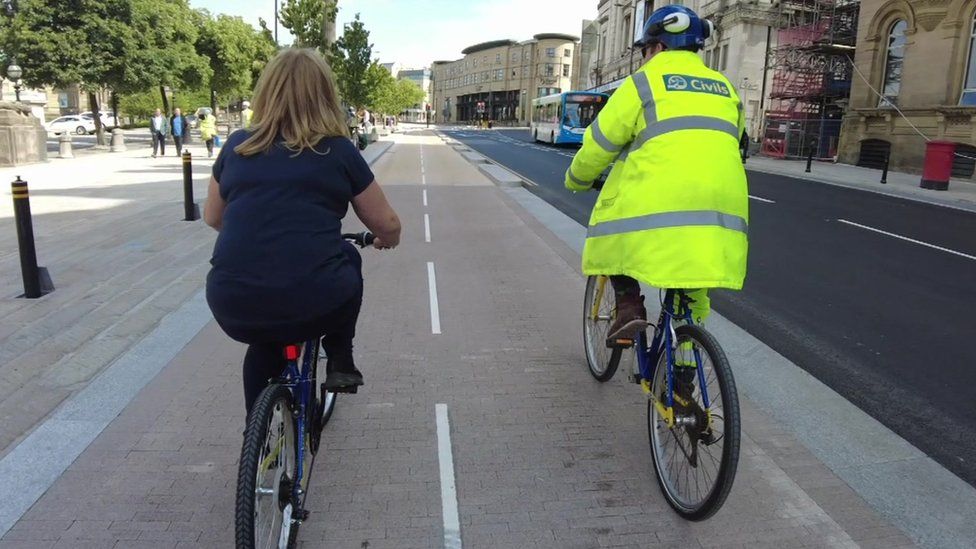 Liverpool cycle lane opens in bid to make city more active BBC News